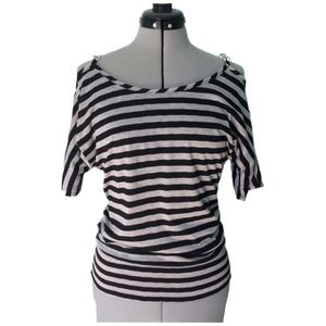 Short sleeve Cold shoulder Striped top size Small